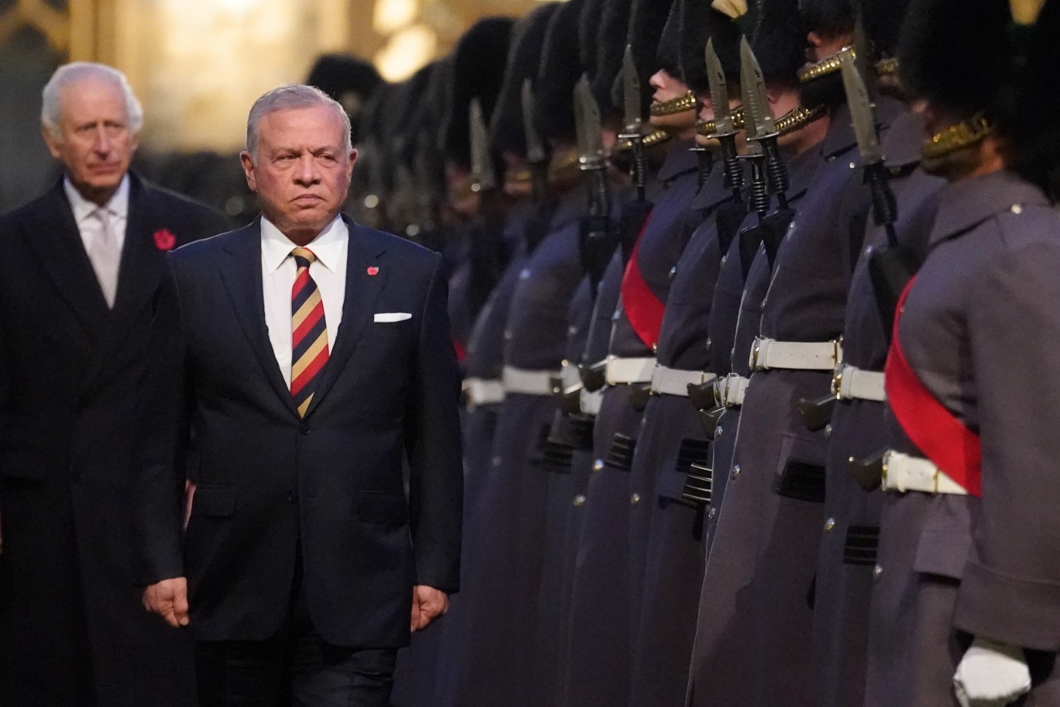 Charles welcomes King Abdullah of Jordan to Windsor Castle for tea 